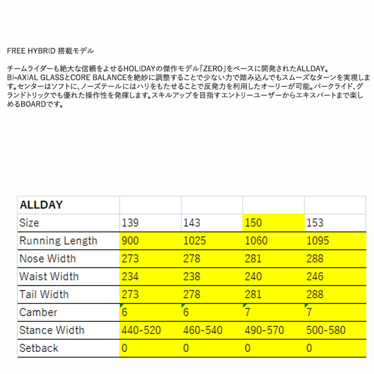 HOLIDAY 23-24 ホリデイ スノーボード 【 ALLDAY 】オールデイ ship1