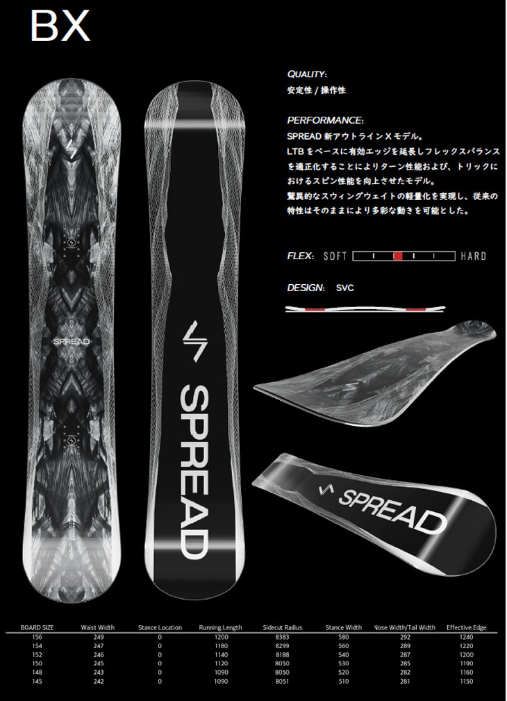 spread BX 24-25モデル　スノーボード 23-24 SPREAD(ｽﾌﾟﾚｯﾄﾞ)・BX LTD [145cm,148cm,150cm,152cm,154cm