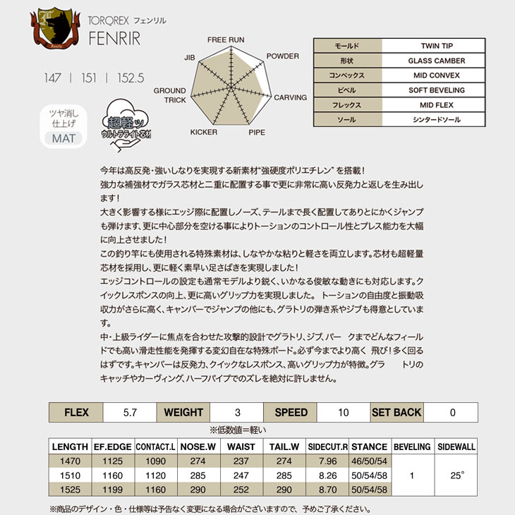 OGASAKA（オガサカ） 24-25 TORQREX トルクレックス スノーボード 板