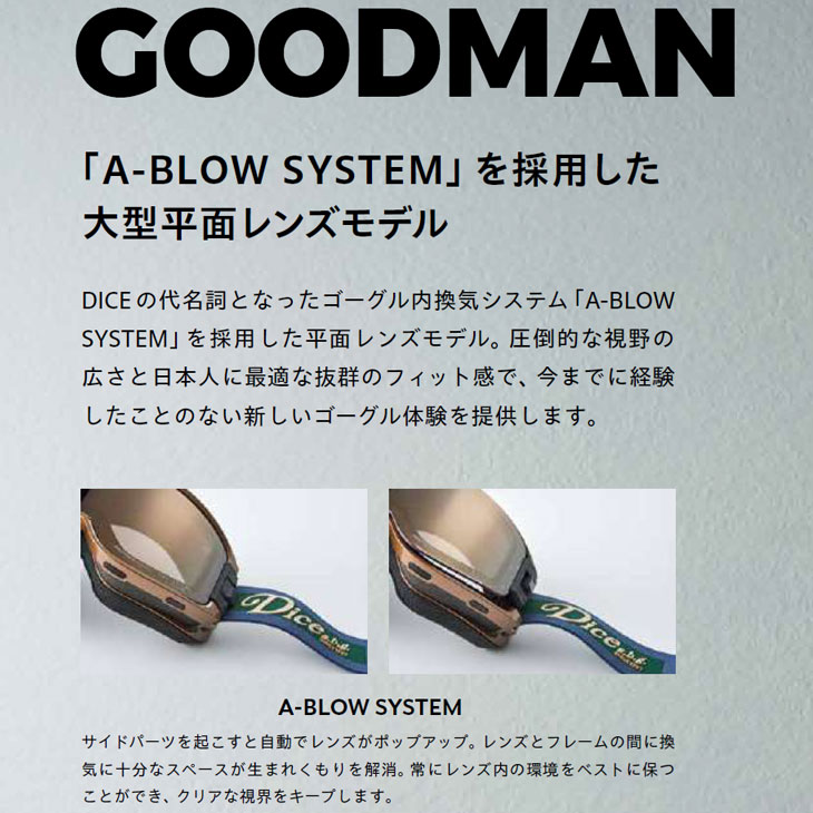 DICE（ダイス） 25-26 DICE ゴーグル GOODMAN グッドマン GM54570 調光