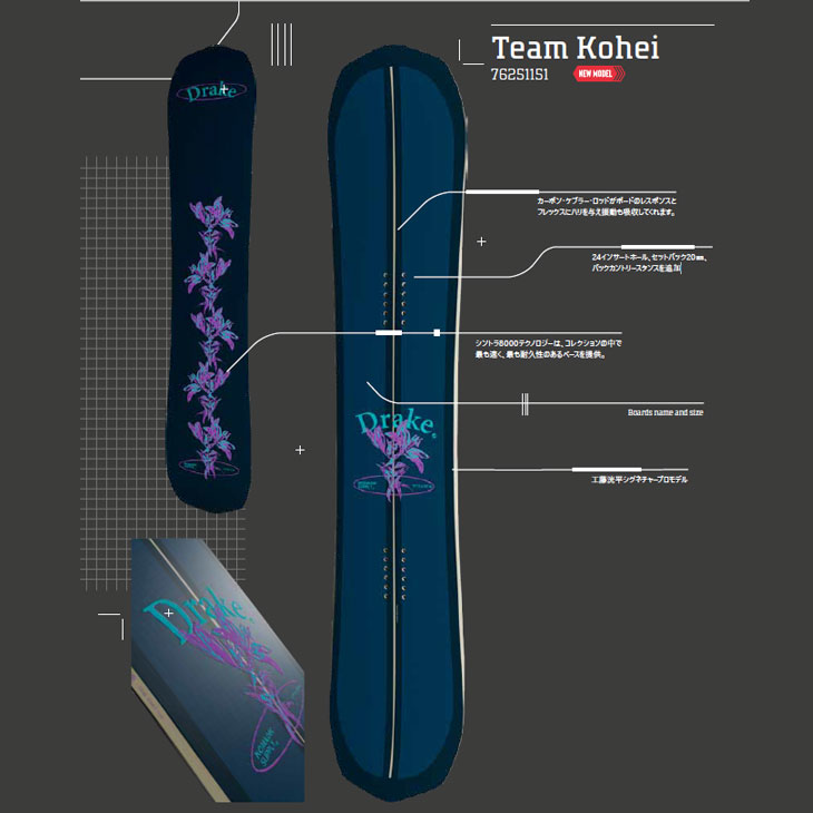 DRAKE（ドレイク） 25-26 DRAKE スノーボード 板 【TEAM KOHEI】チーム