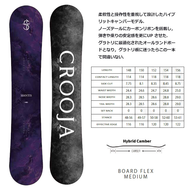 26-27 CROOJA クロージャ スノーボード 板 グラトリ 【MANTIS