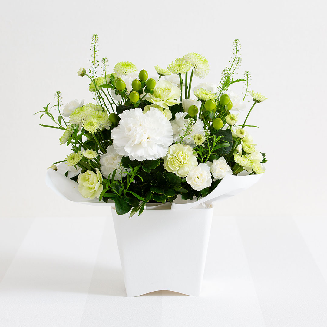 生花 フラワーアレンジメント お供え生花アレンジ 想蒼 線香セット