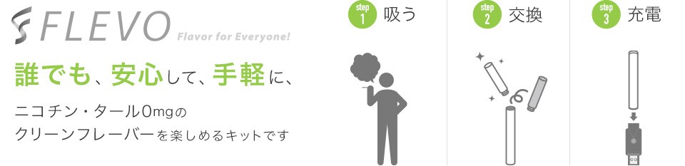 誰でも、安心して、手軽に、ニコチン・タール0mgのクリーンフレーバーを楽しめるキットです