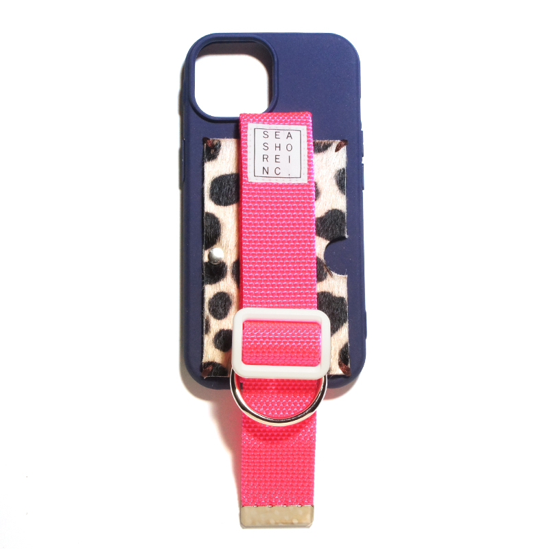 seashoreinc. iPhone case animal（navy x neon pink） 17 Pro / 16