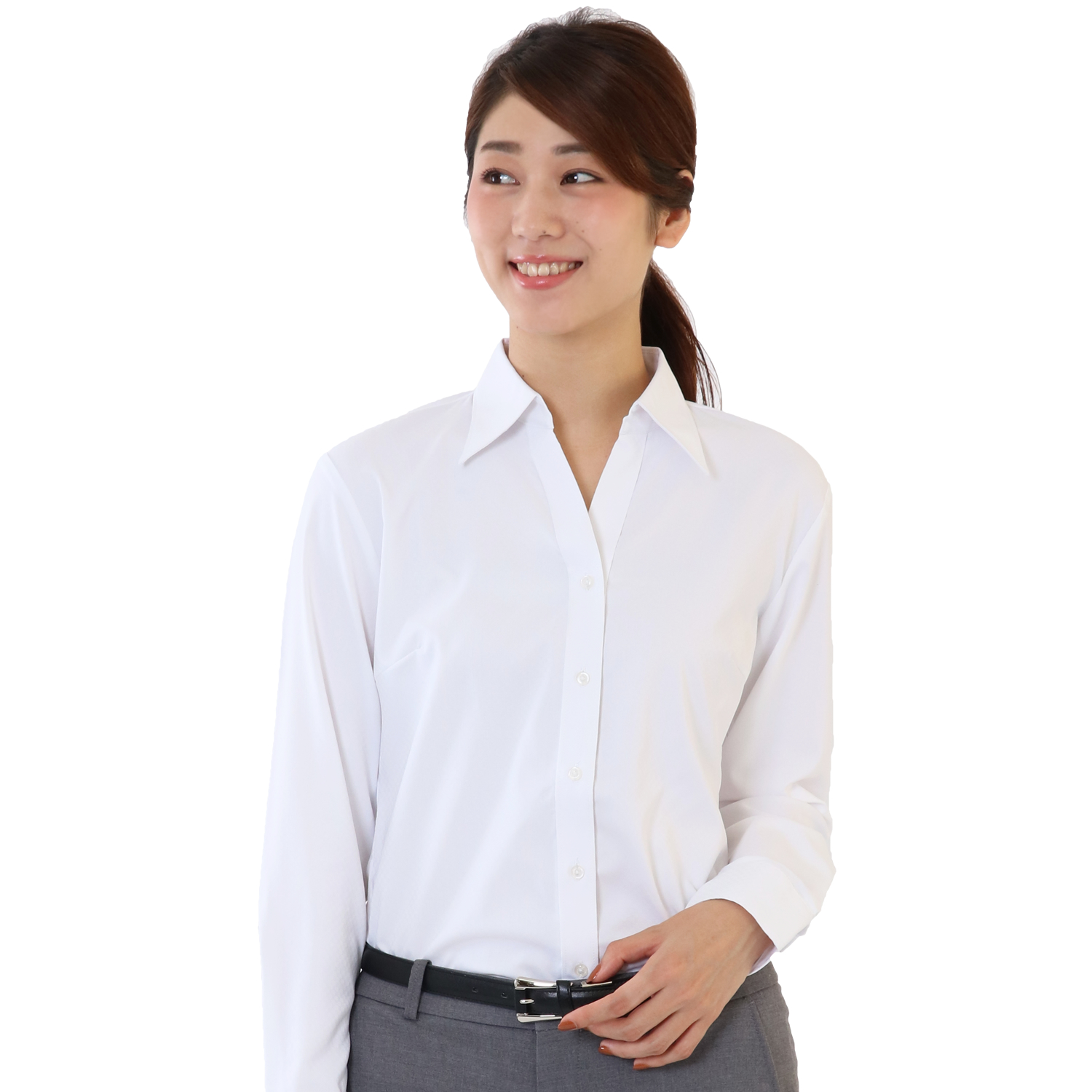 ノーアイロン ドライ ストレッチ シャツ ブラウス 白 長袖 半袖 レディース ワイシャツ 制服 スリム 事務服 レギュラー 開襟 メール便に限り送料無料 la-04 | FLiC | 04