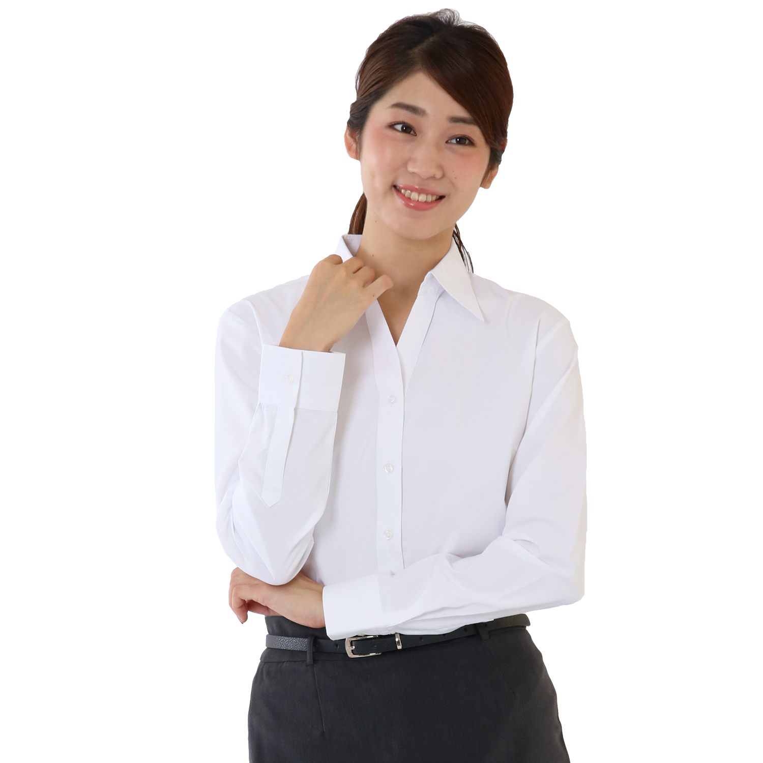 ノーアイロン ドライ ストレッチ シャツ ブラウス 白 長袖 半袖 レディース ワイシャツ 制服 スリム 事務服 レギュラー 開襟 メール便に限り送料無料 la-04 | FLiC | 05