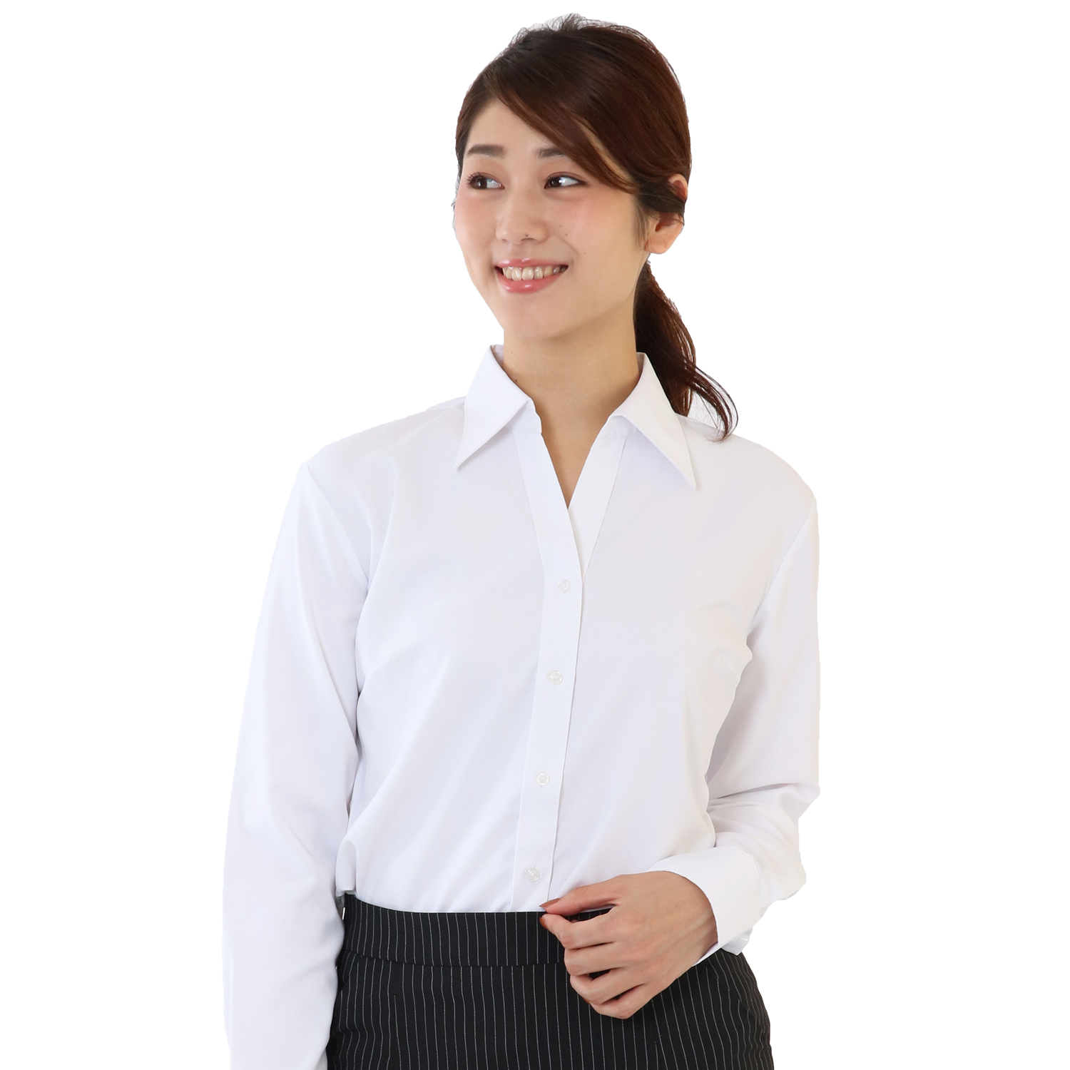 ノーアイロン ドライ ストレッチ シャツ ブラウス 白 長袖 半袖 レディース ワイシャツ 制服 スリム 事務服 レギュラー 開襟 メール便に限り送料無料 la-04 | FLiC | 06