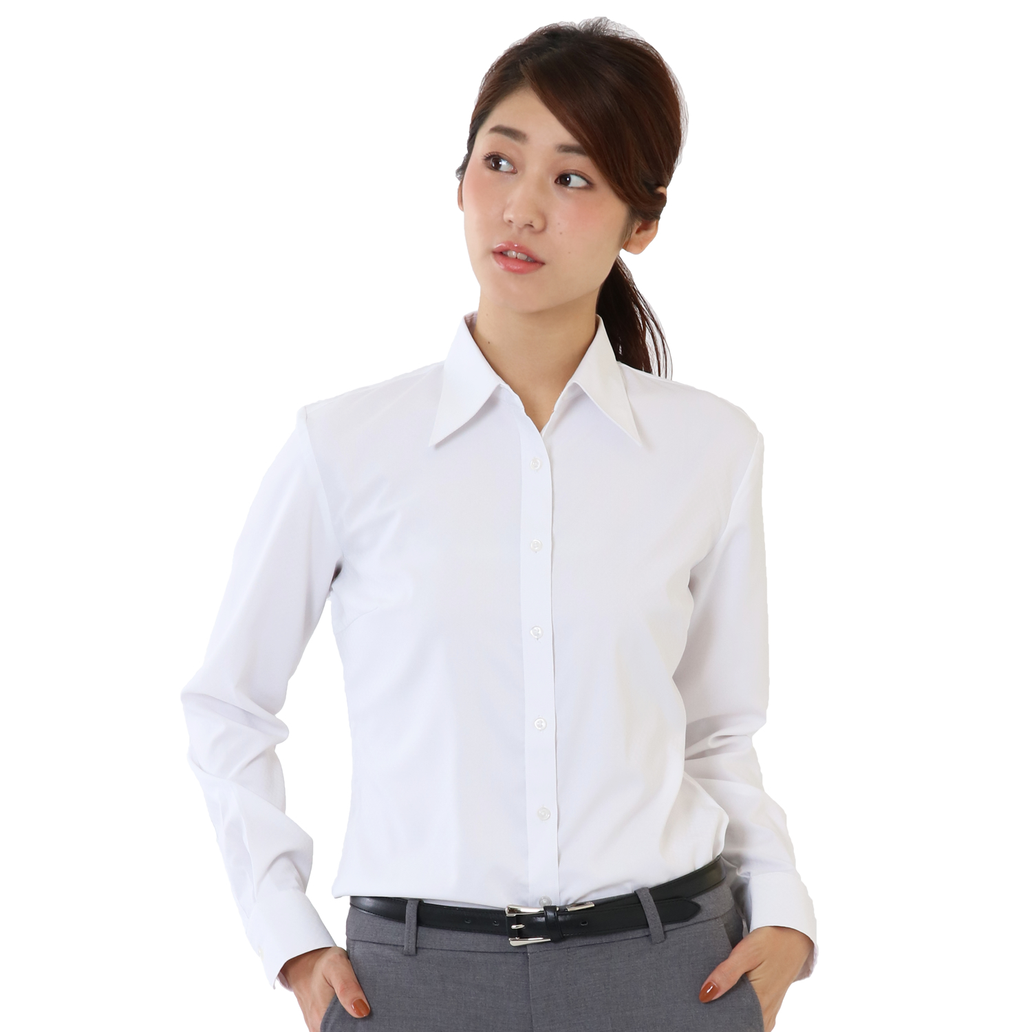 ノーアイロン ドライ ストレッチ シャツ ブラウス 白 長袖 半袖 レディース ワイシャツ 制服 スリム 事務服 レギュラー 開襟 メール便に限り送料無料 la-04 | FLiC | 01