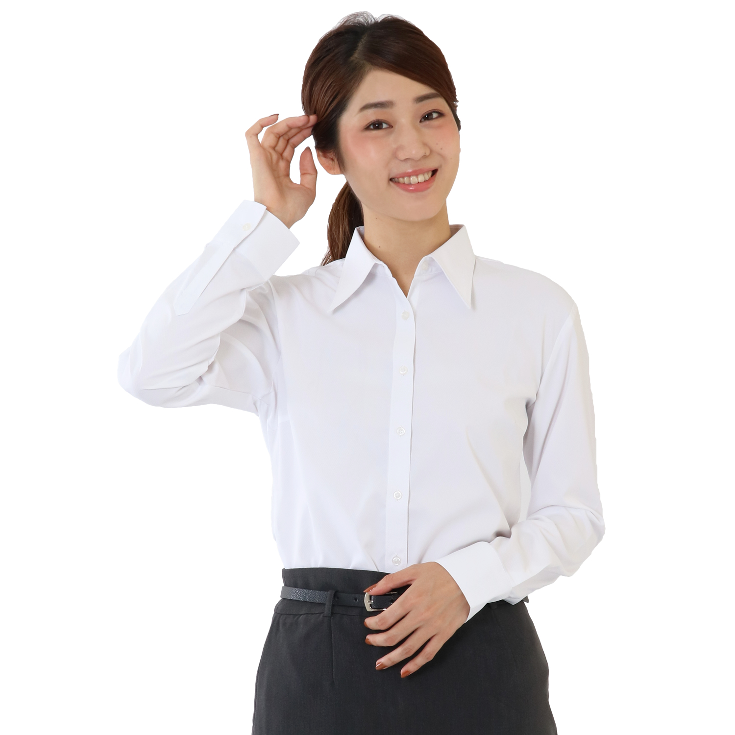 ノーアイロン ドライ ストレッチ シャツ ブラウス 白 長袖 半袖 レディース ワイシャツ 制服 スリム 事務服 レギュラー 開襟 メール便に限り送料無料 la-04 | FLiC | 02