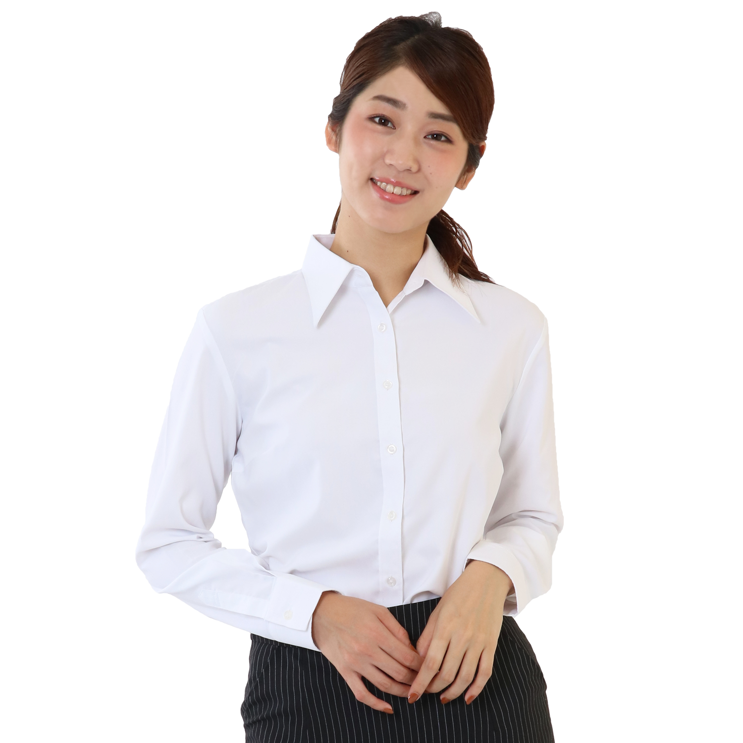 ノーアイロン ドライ ストレッチ シャツ ブラウス 白 長袖 半袖 レディース ワイシャツ 制服 スリム 事務服 レギュラー 開襟 メール便に限り送料無料 la-04 | FLiC | 03