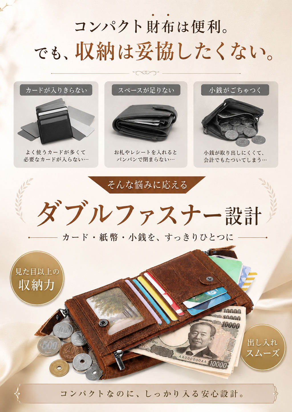 財布 メンズ 二つ折り 本革 レザー 革 20代 30代 40代 50代 60代 コンパクト RFID ブロッキング カード入り 大容量 小銭入れ ウォレット 男性 プレゼント 父の日 関連画像2