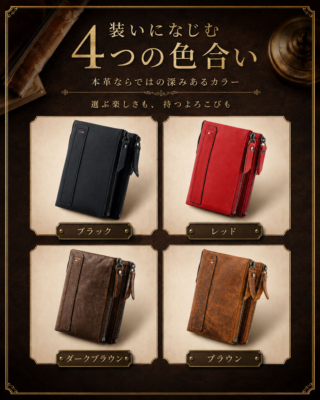 財布 メンズ 二つ折り 本革 レザー 革 20代 30代 40代 50代 60代