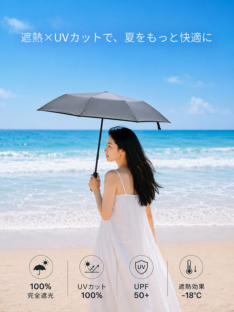 日傘 折りたたみ 軽量 男女兼用 晴雨兼用 uvカット 超軽量 143g 撥水