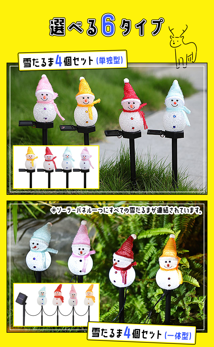 クリスマス用品、Garden Motifs Light 180cm x 70cm ガーデンライト LED 雪だるま クリスマスツリー セット ソーラーライト