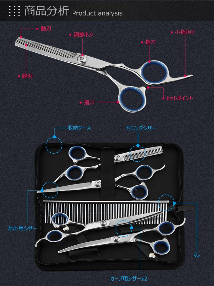 トリミングシザーセット トリミング ハサミ シザー 5点セット カーブ