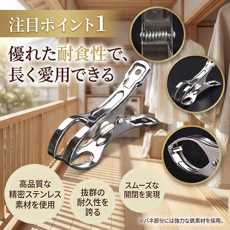 洗濯バサミ　もはや新品！ 洗濯ばさみ ステンレス 割れにくい 金属 壊れにくい 強力 大口サイズ
