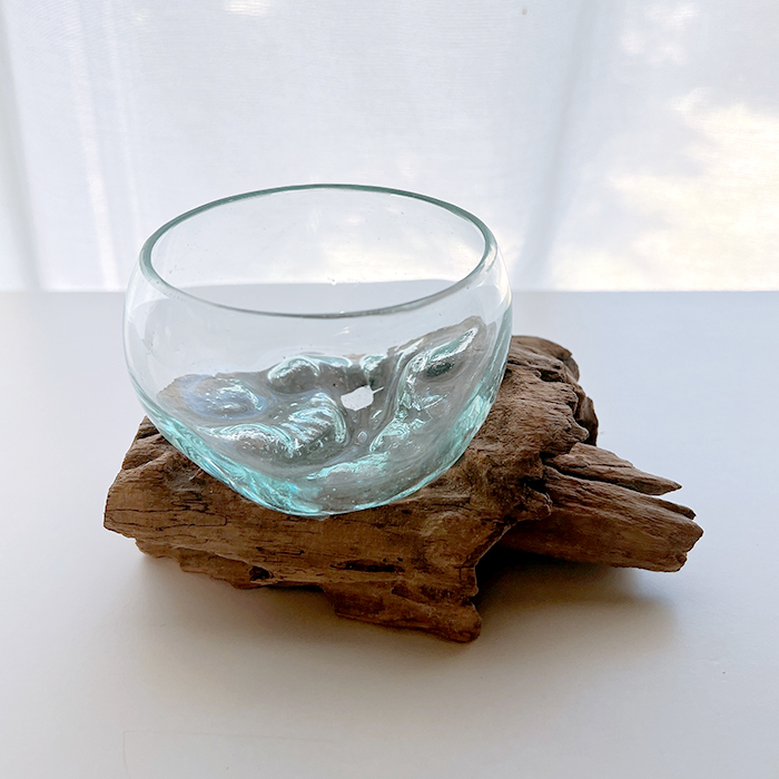 CRAFT GLASS WOOD 流木ガラスオブジェ 01 ハンドメイドガラス1点もの