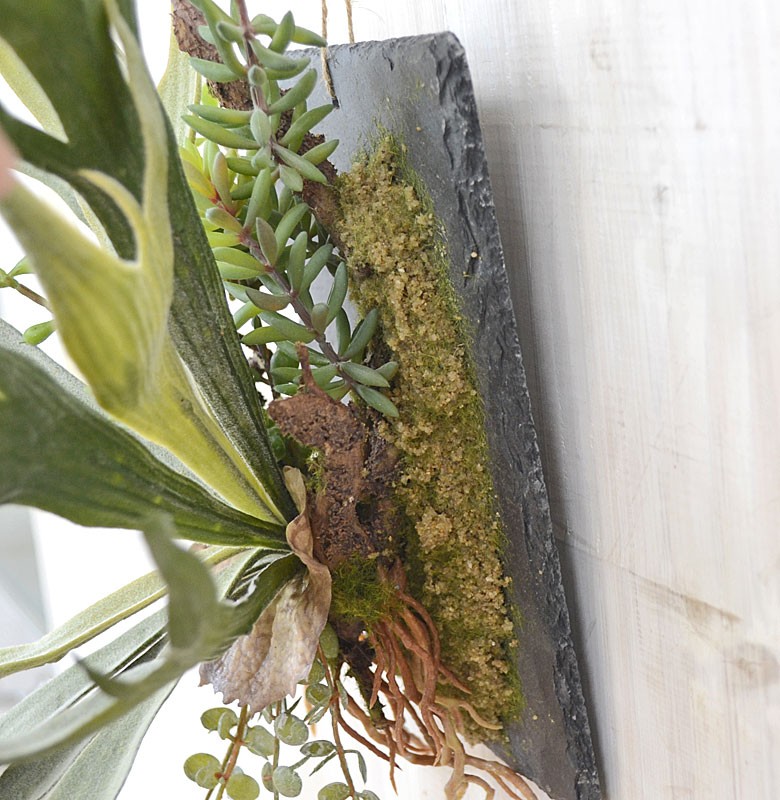 人工観葉植物コウモリラン ハンギング プレートアレンジ プレート拡大