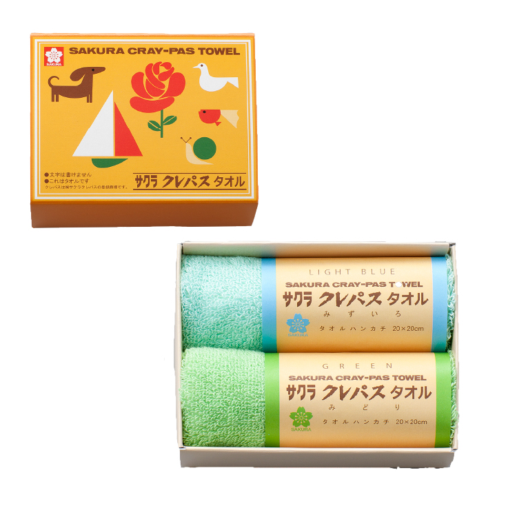 サクラクレパス クレパス タオルギフト タオルハンカチ 2枚 サクラ
