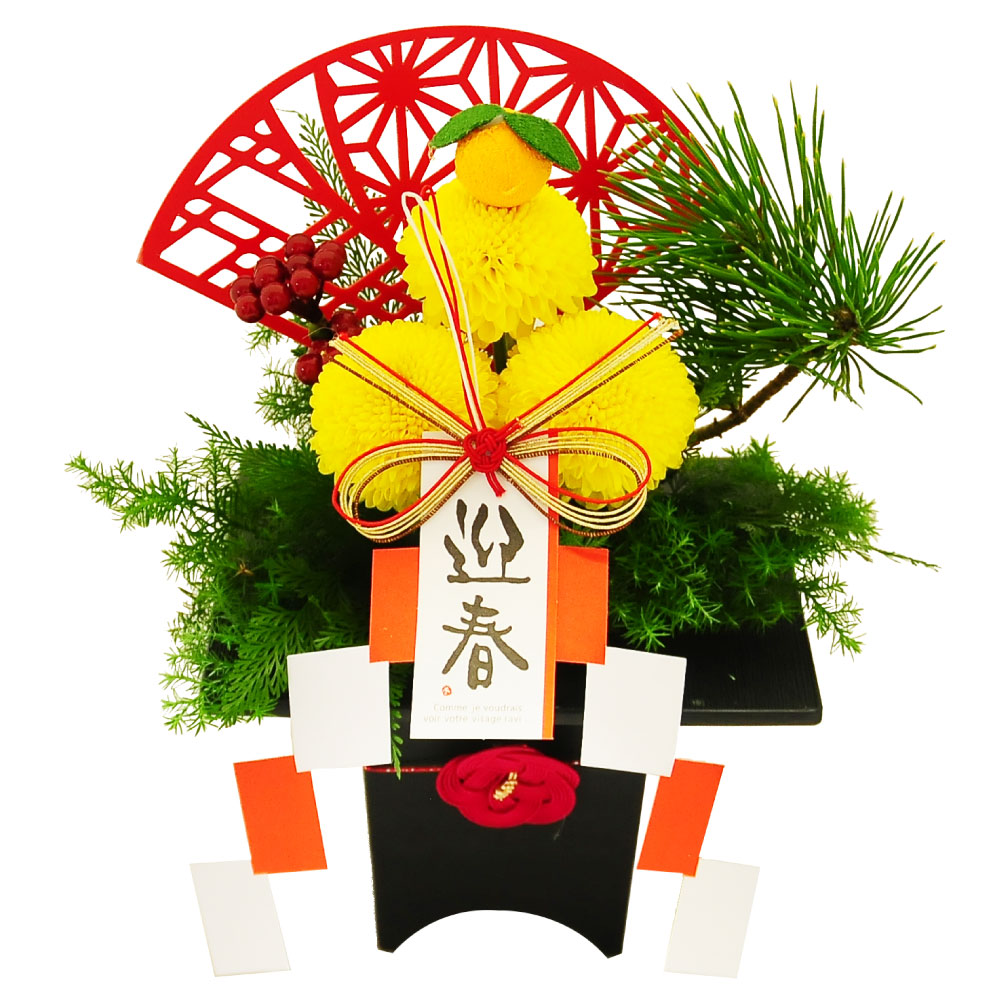 ドライフラワー 迎春 お正月飾り ホワイトインテリア 鏡餅 ソーラー