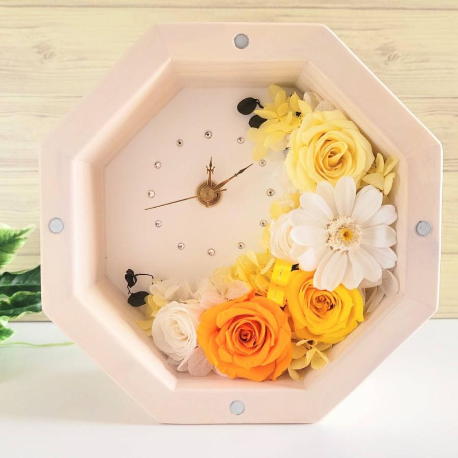 プリザーブドフラワー八角形花時計S ピンク 置時計 壁掛け時計母の日 