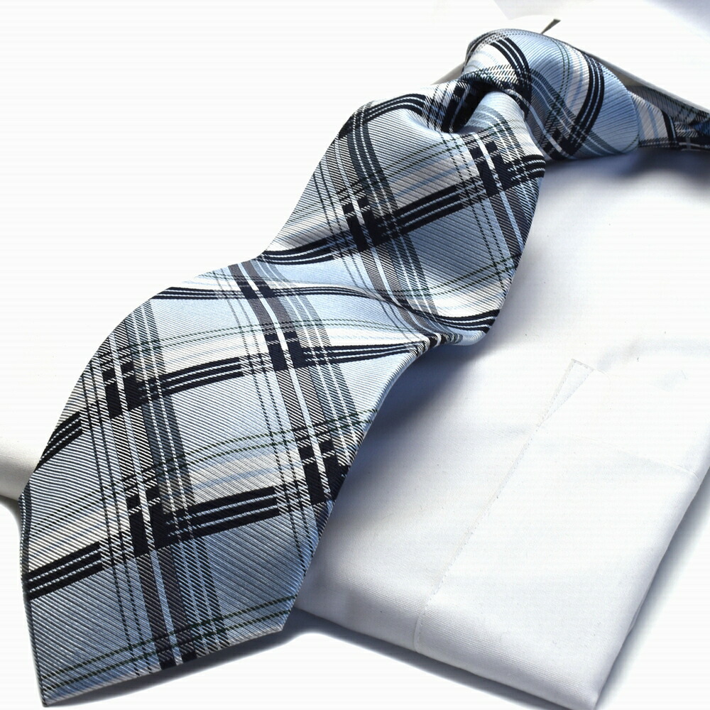 水色チェック柄ネクタイ ※商品説明最後までお読みください※ 水色チェックネクタイの通販 by マハローshop ！｜ラクマ