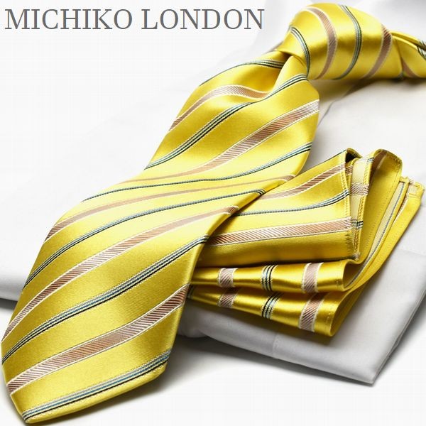 ネクタイ 父の日 プレゼント ギフト 就活 日本製 おしゃれ ブランド 日本製 ストライプ チーフ付 MICHIKO LONDON ミチコロンドン シルク100% MICHIKO-SET-MHT2｜flyingbluenet｜03