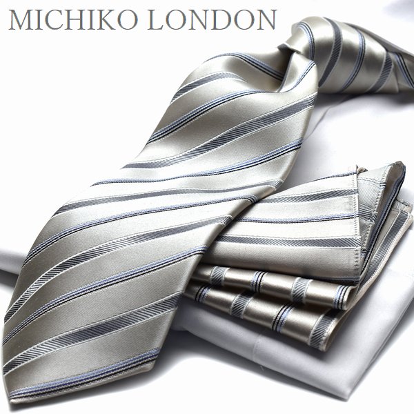 ネクタイ 父の日 プレゼント ギフト 就活 日本製 おしゃれ ブランド 日本製 ストライプ チーフ付 MICHIKO LONDON ミチコロンドン シルク100% MICHIKO-SET-MHT2｜flyingbluenet｜11
