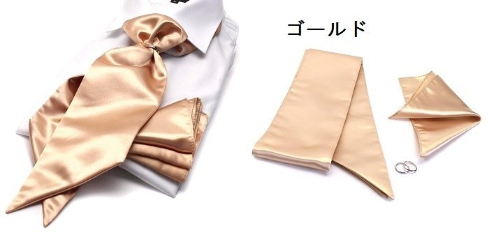 ネクタイ ストール/ポケットチーフ/Wダブルリング/3点セット ネクタイ ストール/ポケットチーフ/Wダブルリング/3点セット