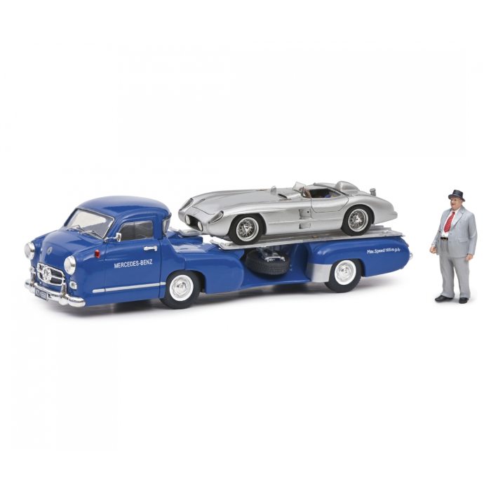 Amazon | Schuco 1&frasl;43 Mercedes Benz Renntransporter Set Blaues F1凌ぐ技術で人気沸騰 クラス1規定の怪物DTMカー総集編解説メルセデスアルファロメオオペル