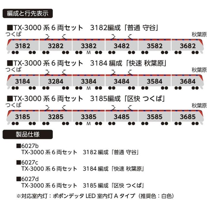 Nゲージ つくばエクスプレス TX-3000系 6両セット 3182編成 鉄道模型
