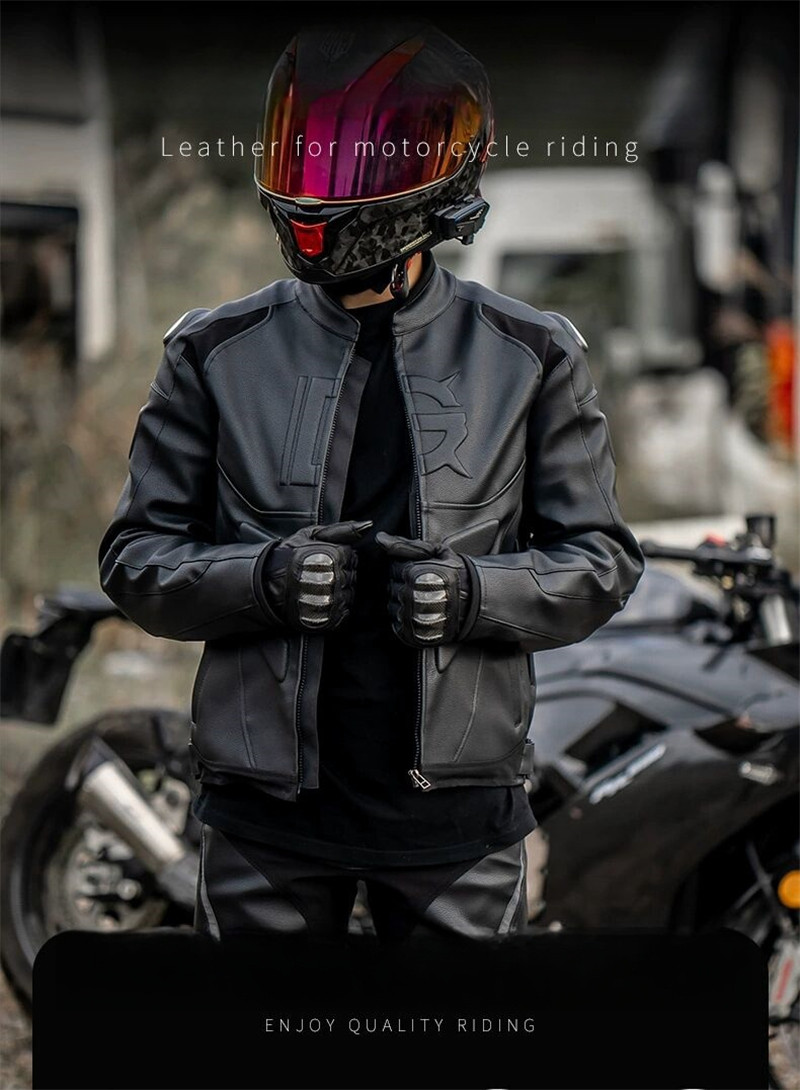 バイク専用 上下セット pu革 メンズジャケット パンツ ライナー付き 