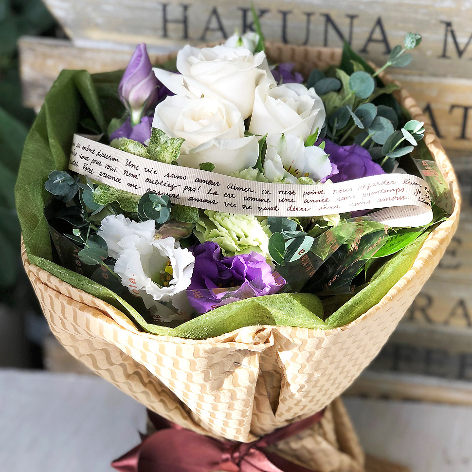 花束 プレゼント 誕生日 おしゃれ 生花 ギフト  花瓶不要の花束 フェリーチェブーケ 水かえ不要 選べる６色 誕生日 フラワー ギフト  定年 送別会 お祝い｜fmfloral｜07