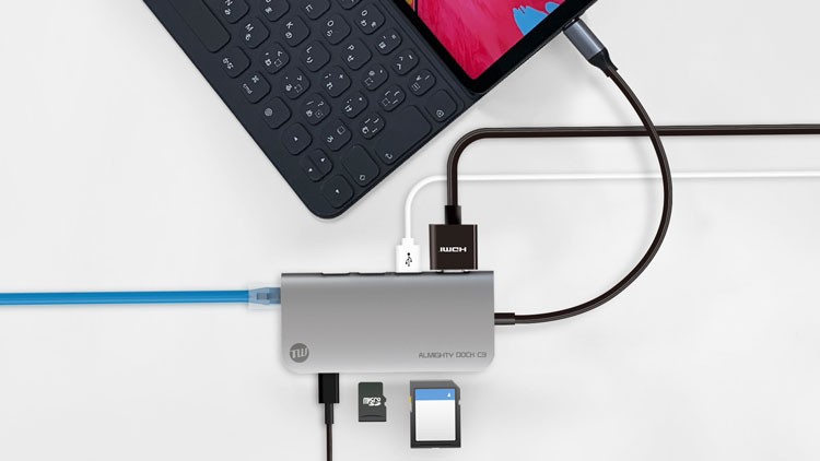 TUNEWEAR ALMIGHTY DOCK C1 マルチUSB-Cハブ Ethernet HDMI 4K PD対応 シルバー TUN-OT