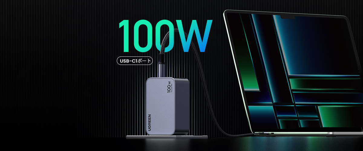 UGREEN UGREEN Nexode Pro 急速充電器 100W GaN 2C1A 3ポート 25873