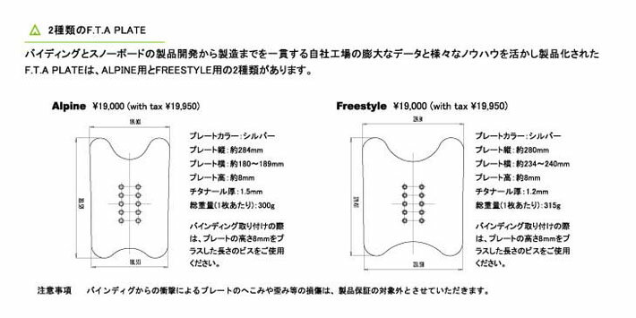 ACT GEAR アクトギア ビンディング F.T.A PLATE FTAプレート [ALPINE