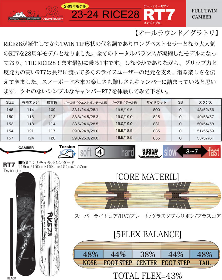 23-24 RICE28 ライス28 RT7 アールティーセブン メンズサイズ 148cm