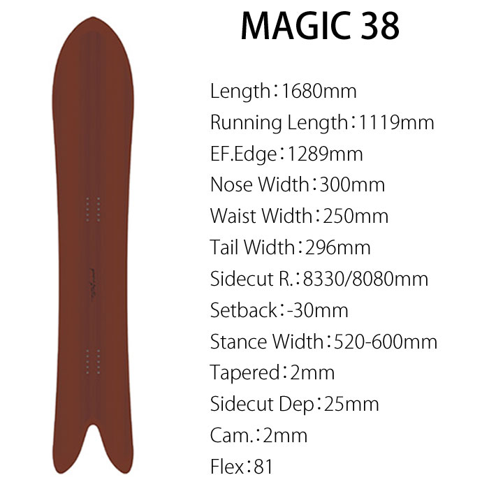 早期予約 24-25 ゲンテンスティック GENTEMSTICK MAGIC38 168cm 
