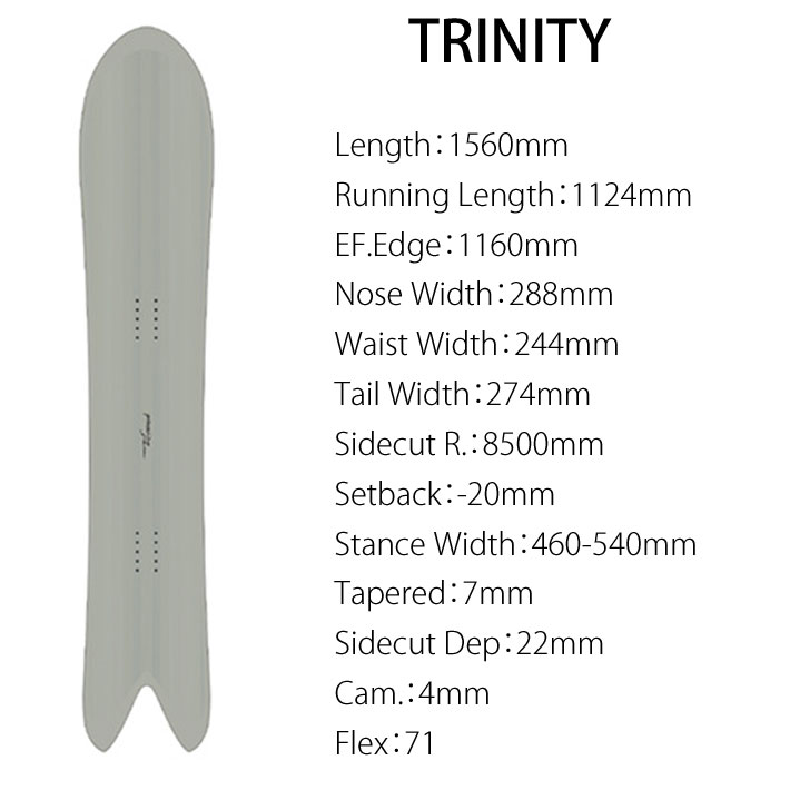 早期予約 24-25 ゲンテンスティック GENTEMSTICK TRINITY 156cm トリニティ レディース スノーボード パウダーボード  アクセルキャンバー 板 2024 2025