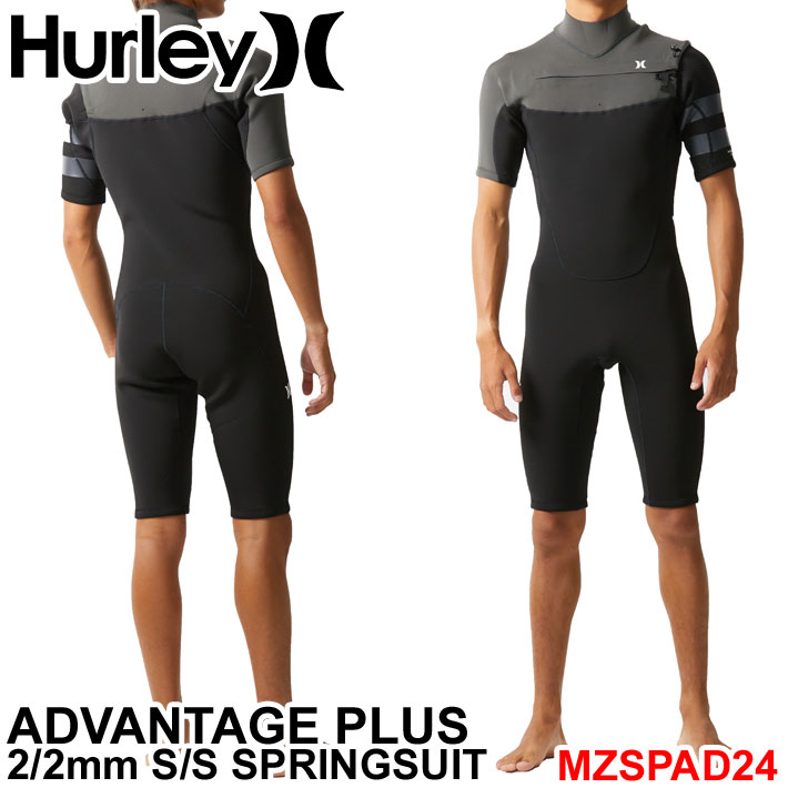 2024 Hurley ウェットスーツ ハーレー スプリング MZSPAD24 メンズ ADVANTAGE PLUS 2mm × 2mm SHORT  S/S SPRING SUIT CHEST ZIP チェストジップ サーフィン