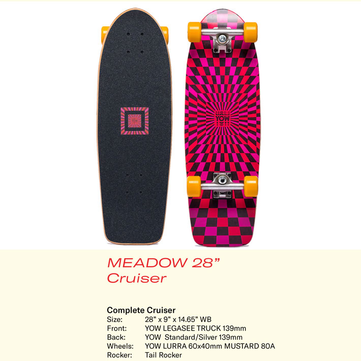 YOW（ヤウ） サーフスケート クルーザー MEADOW PINK 28インチ メドウ