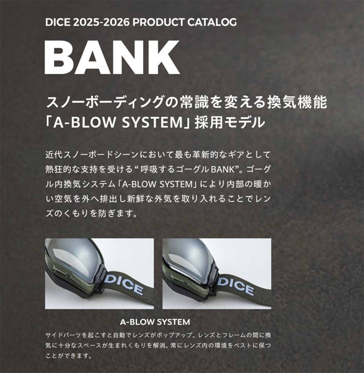 DICE（ダイス） 25-26 スノーボード ゴーグル DICE BANK バンク