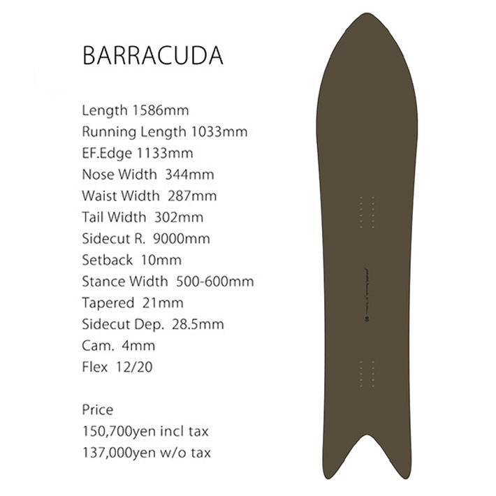BARRACUDA 157 パウダーボード genten（ゲンテン） 予約 26-27 GENTEMSTICK ゲンテンスティック