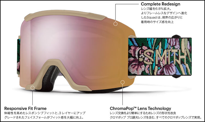 SMITH（スミス） 予約 26-27 SMITH ゴーグル Squad スカッド Black