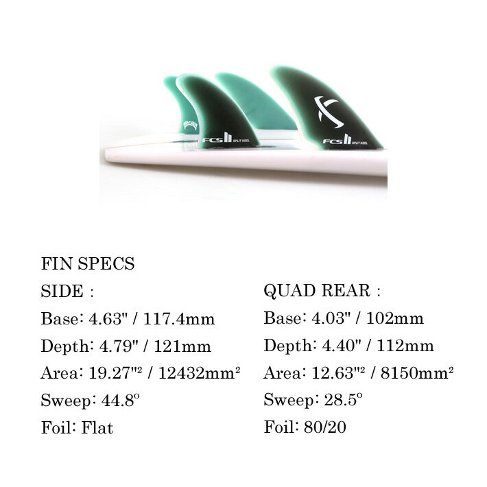 FCS2 FIN フィン MB Keel Quad Set [SPLIT KEEL] Performance Glass