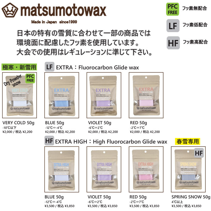 マツモトワックス SPRING SNOW wax 50g 滑走ワックス 春雪用 気温 4度