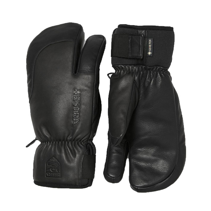 Hestra スキーグローブ 3フィンガータイプ グレー/ブラック　サイズ5 HESTRA 3-Finger GTX Full Leather - サッポロスキッド