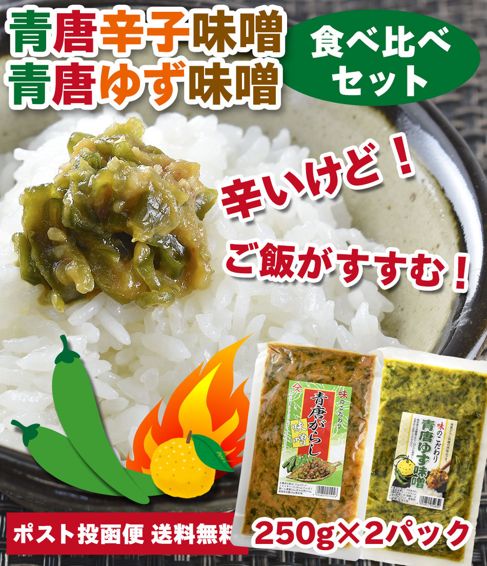 ご飯のお供 青唐がらし味噌 青唐ゆず味噌 食べ比べセット 250g×2パック おかず味噌 特産品 名物商品 :bo-av1-02k0:お取り寄せグルメ  Foodsライン - 通販 - Yahoo!ショッピング