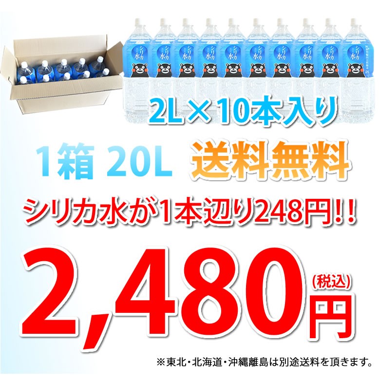 シリカ水 2L×10本 20L ミネラルウォーター 送料無料 くまもん 阿蘇外輪山天然優水 熊本シリカ天然水 シリカ 水 2リットル 美容 健康 :y- silica:Foody's - 通販 - Yahoo!ショッピング